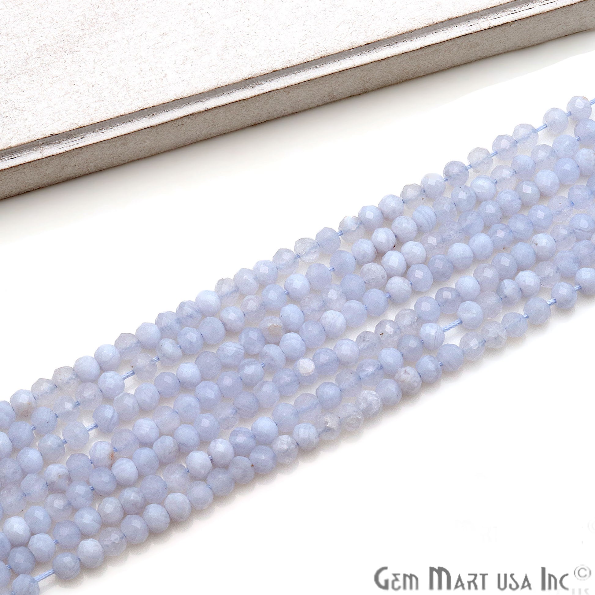 Blue Lace Agate Round 3-4mm Crafting Beads Gemstone Strands 13 INCH - GemmartUSA