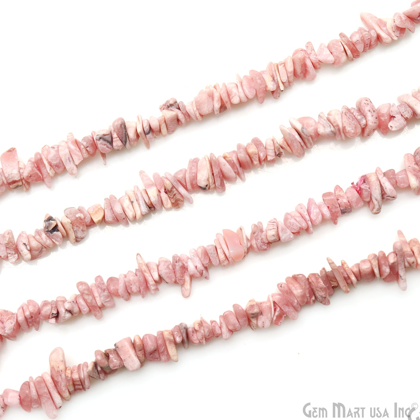 Rhodochrosite Chip Beads, 34 Inch, Natural Chip Strands, Drilled Strung Nugget Beads, 3-7mm, Polished, GemMartUSA (CHRS-70001)