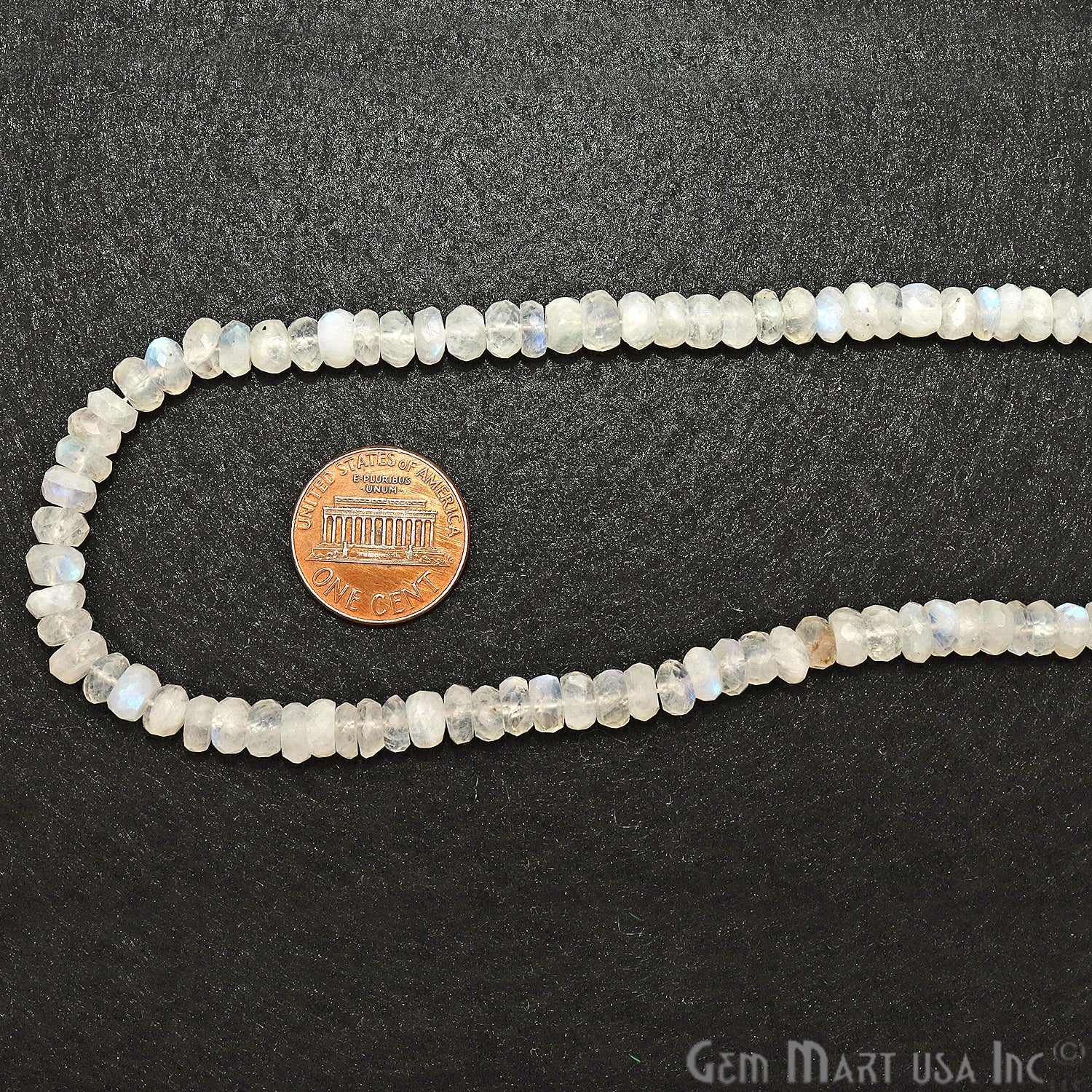 Rainbow Moonstone 5-6mm Round Rondelle Strand Beads - GemMartUSA