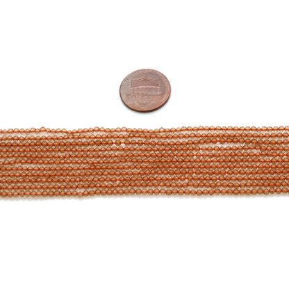 Hessonite Rondelle Beads, 12-13 Inch Gemstone Strands, Drilled Strung Nugget Beads, Faceted Round, 2-2.5mm