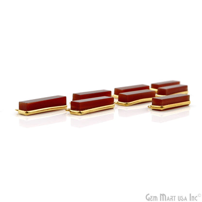 Carnelian Gold Plated 22x10mm Rectangle Shape Double Bail Bar Pendant