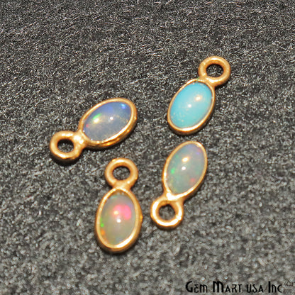 Opal Cabochon Oval 4x3mm Gold Plated Single Bail Gemstone Connector - GemmartUSA