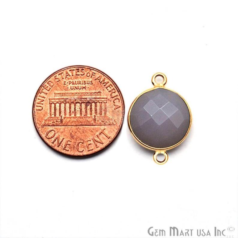 Round 12mm Double Bail Gold Bezel Gemstone Connector