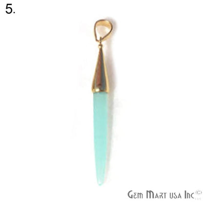 Gold Plated Cap Gemstone Spike Charm Pendant