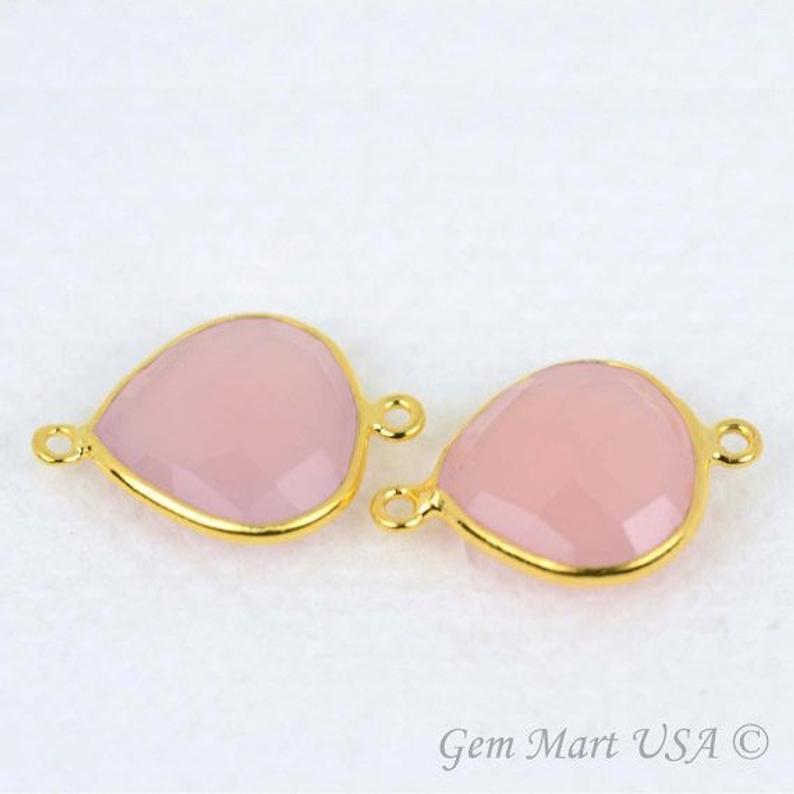 Heart 14mm Double Bail Gold Bezel Gemstone Connector