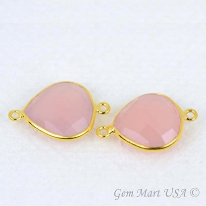 Heart 14mm Double Bail Gold Bezel Gemstone Connector