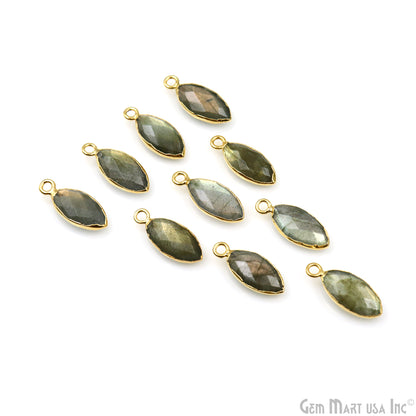 Labradorite 8x16mm Marquise Shape Gold Electroplated Gemstone Connector