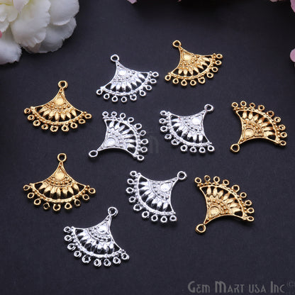 Triangle Motif Charm 26x24mm Finding Connector (Pick Your Metal) - GemmartUSA
