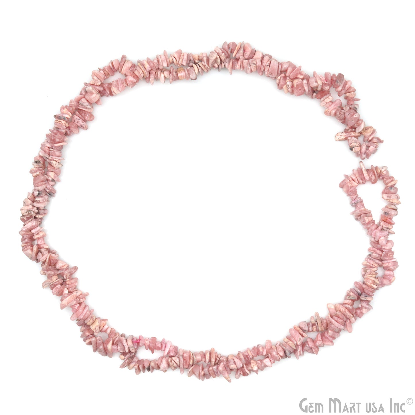 Rhodochrosite Chip Beads, 34 Inch, Natural Chip Strands, Drilled Strung Nugget Beads, 3-7mm, Polished, GemMartUSA (CHRS-70001)