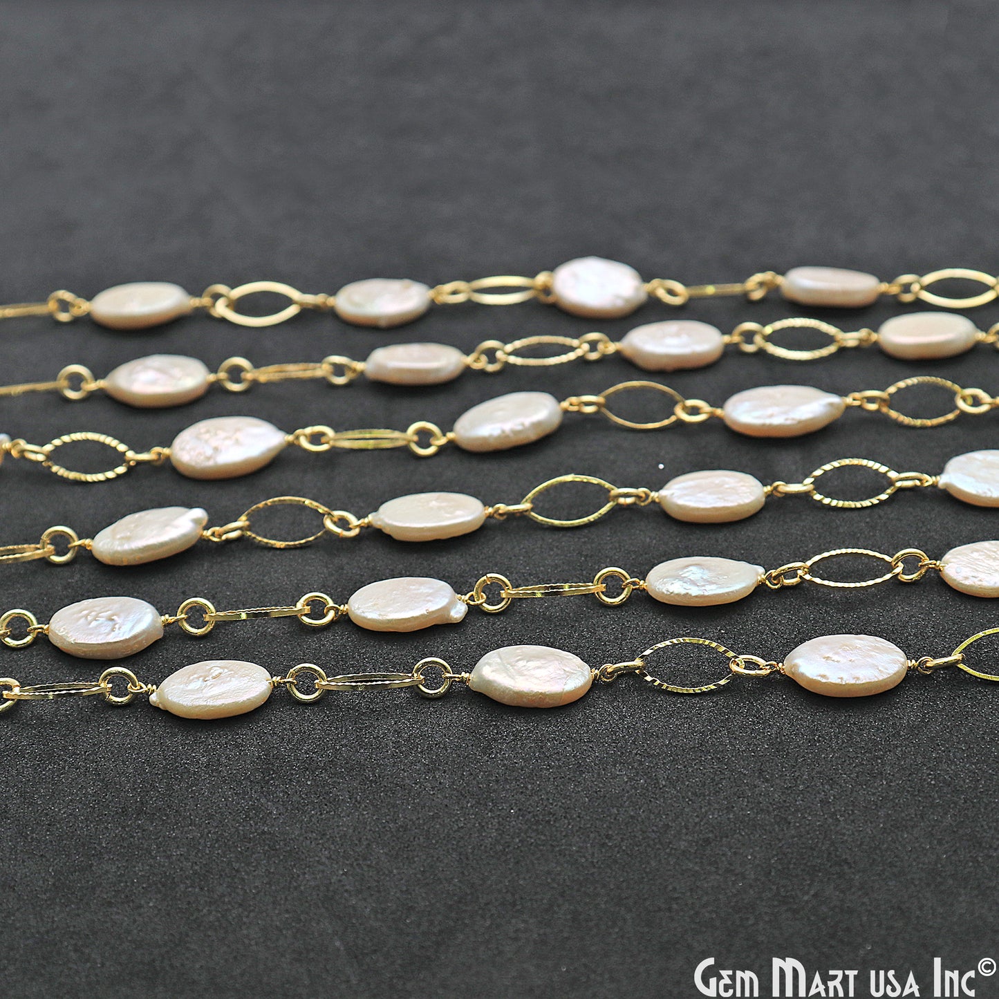 Pearl With Gold Marquise Finding Rosary Chain