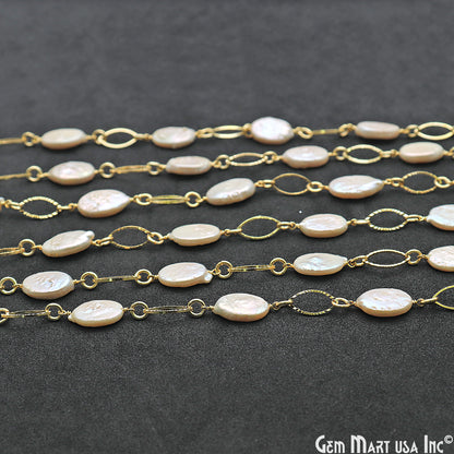 Pearl With Gold Marquise Finding Rosary Chain