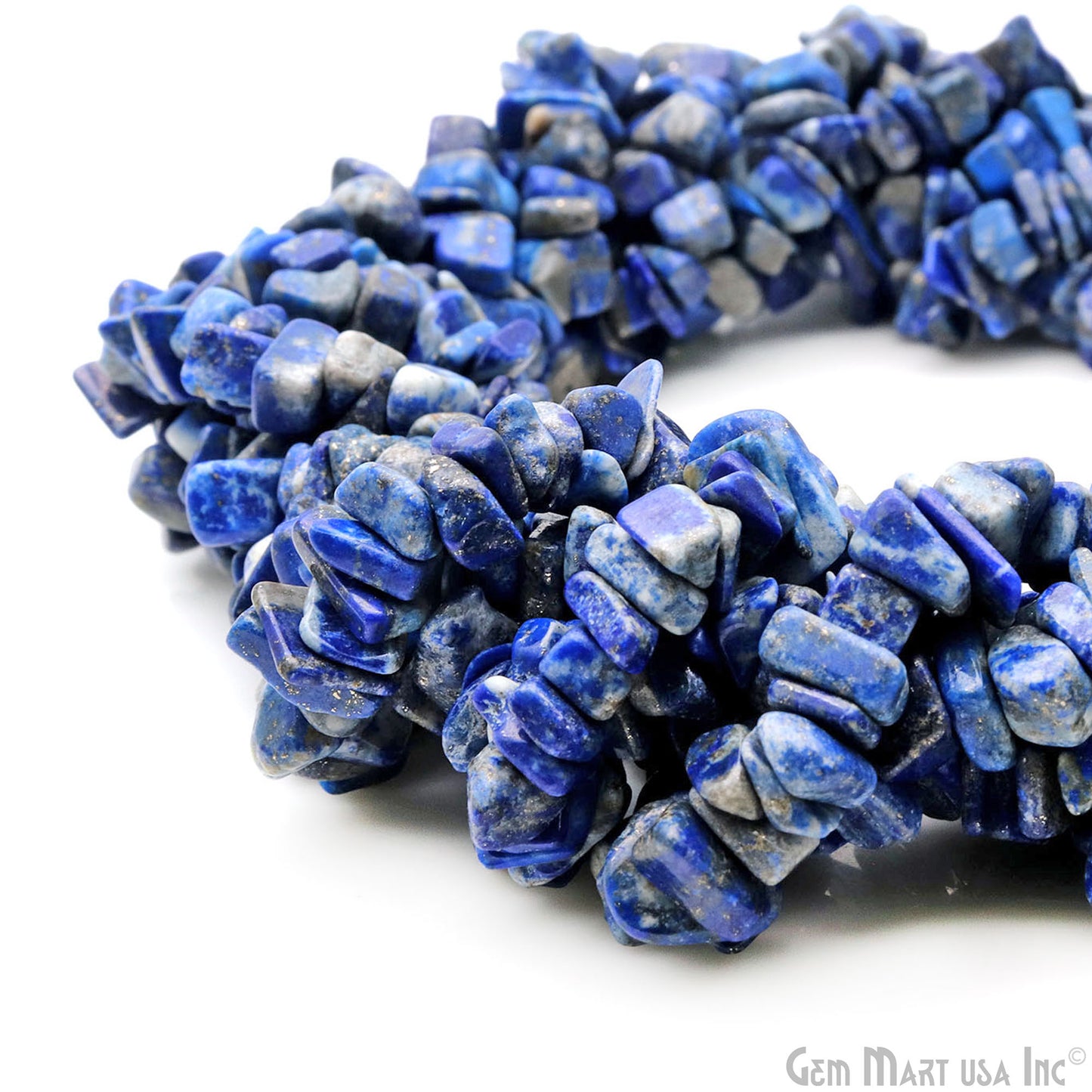 Lapis Chip Beads, 34 Inch, Natural Chip Strands, Drilled Strung Nugget Beads, 7-10mm, Polished, GemMartUSA (CHLP-70004)