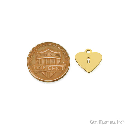 Lock Heart Charm Laser Finding Gold Plated 20mm Charm For Bracelets & Pendants