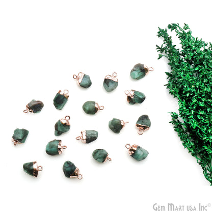 Emerald Gemstone Rose Gold Electroplated Single Bail Connector
