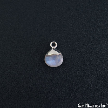 Rainbow Moonstone 10mm Heart Silver Electroplated Gemstone Connector