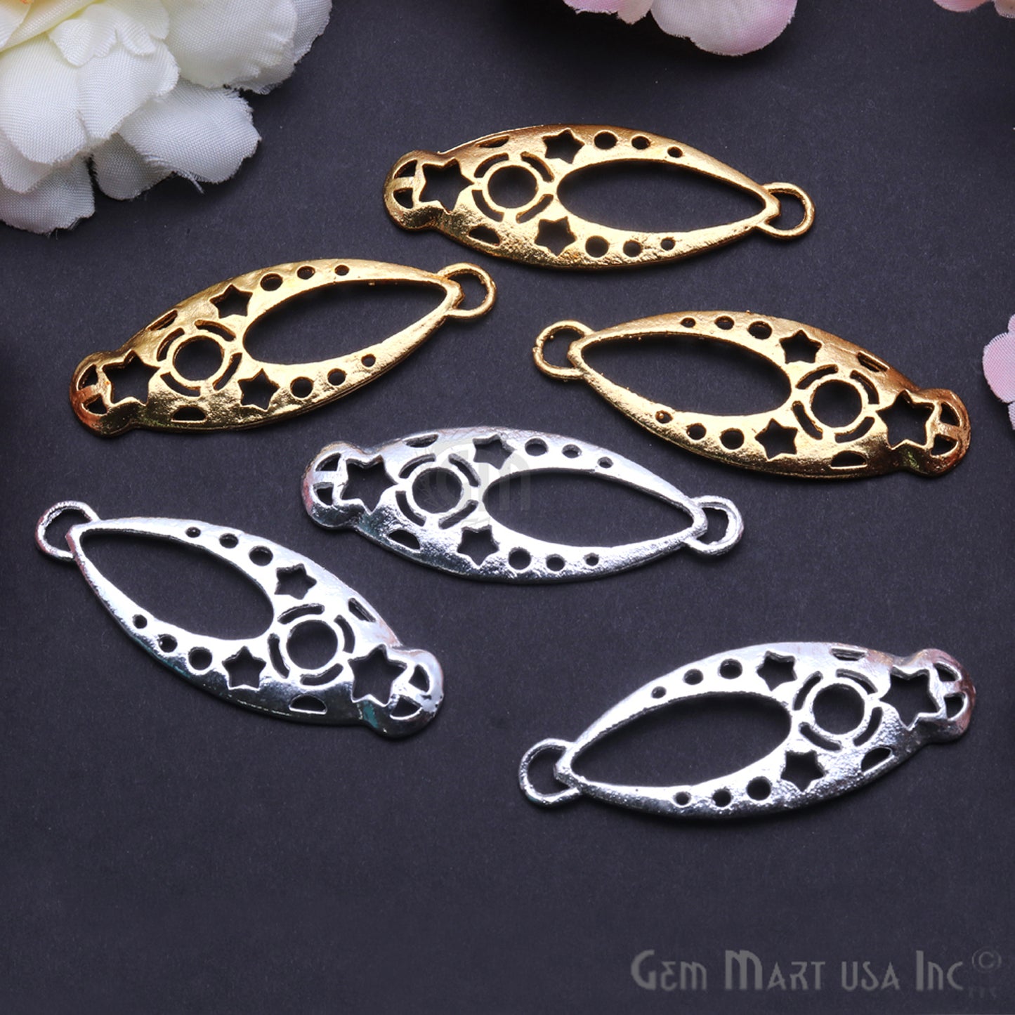 Drop 49x18mm Chandelier Finding Charm Connector (Pick Your Metal) - GemmartUSA