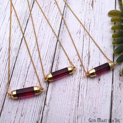 Double Point 33x8mm Gold Electroplated Gemstone Pendant Connector