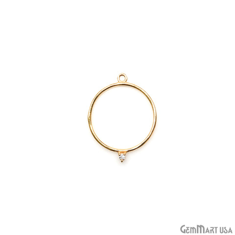 CZ Round Hoop Gold Plated 25X19mm Single Bail Finding