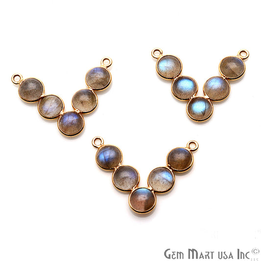 DIY, Labradorite Gold Plated 24x23mm V Chandelier Finding Component - GemmartUSA