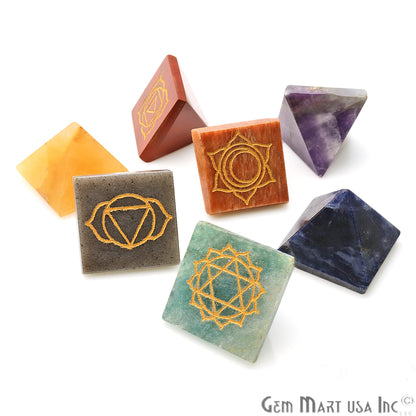 7 Chakra Lot, Healing Pyramid Stones, Spiritual Meditation Stones - GemmartUSA
