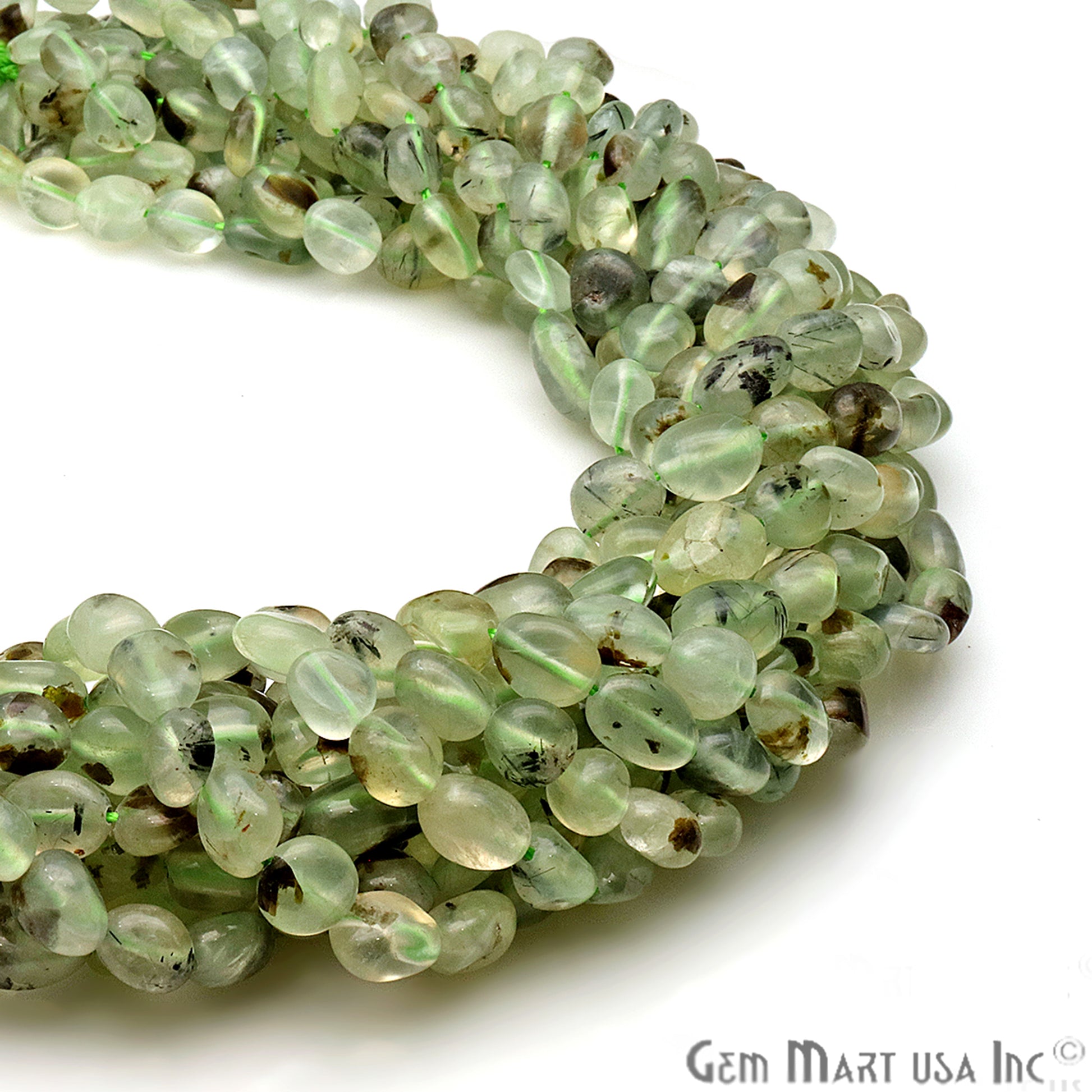 Prehnite 9x5mm Tumble Rondelle Beads Strands 14Inch - GemMartUSA