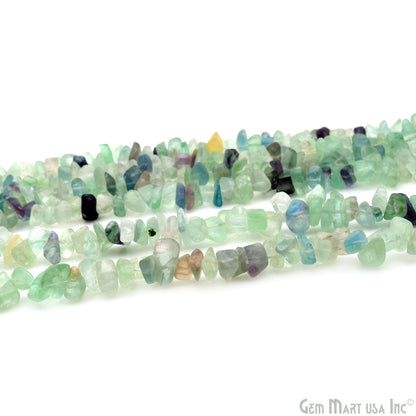 Flourite Chip Beads, 34 Inch, Natural Chip Strands, Drilled Strung Nugget Beads, 7-10mm, Polished, GemmartUSA (CHFL-70004)