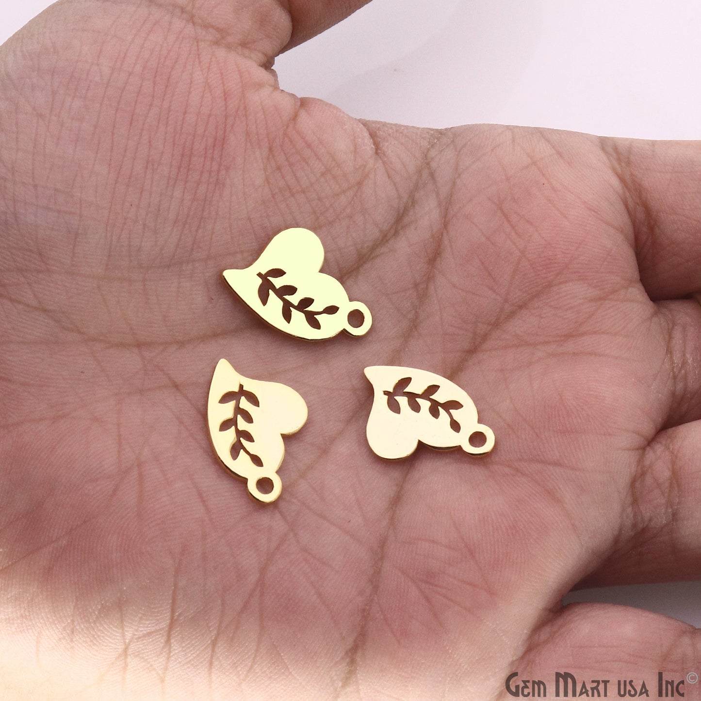 Leaf Shape Charm Laser Finding Gold Plated 14x14mm Charm For Bracelets & Pendants