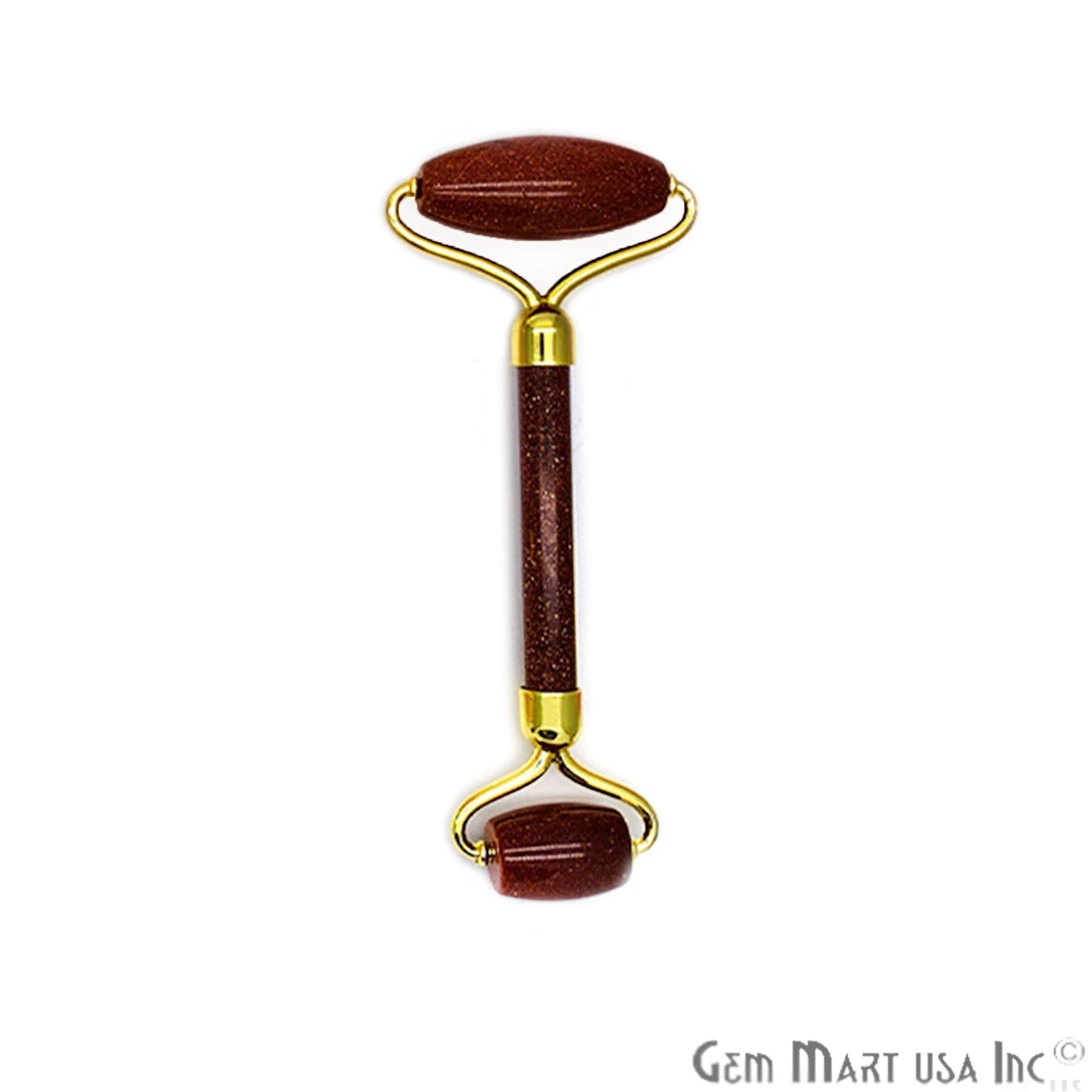 Gemstone Gold Plated Face Roller With Two Healing Stones, Skin care (Pick Stone & Plating) - GemMartUSA