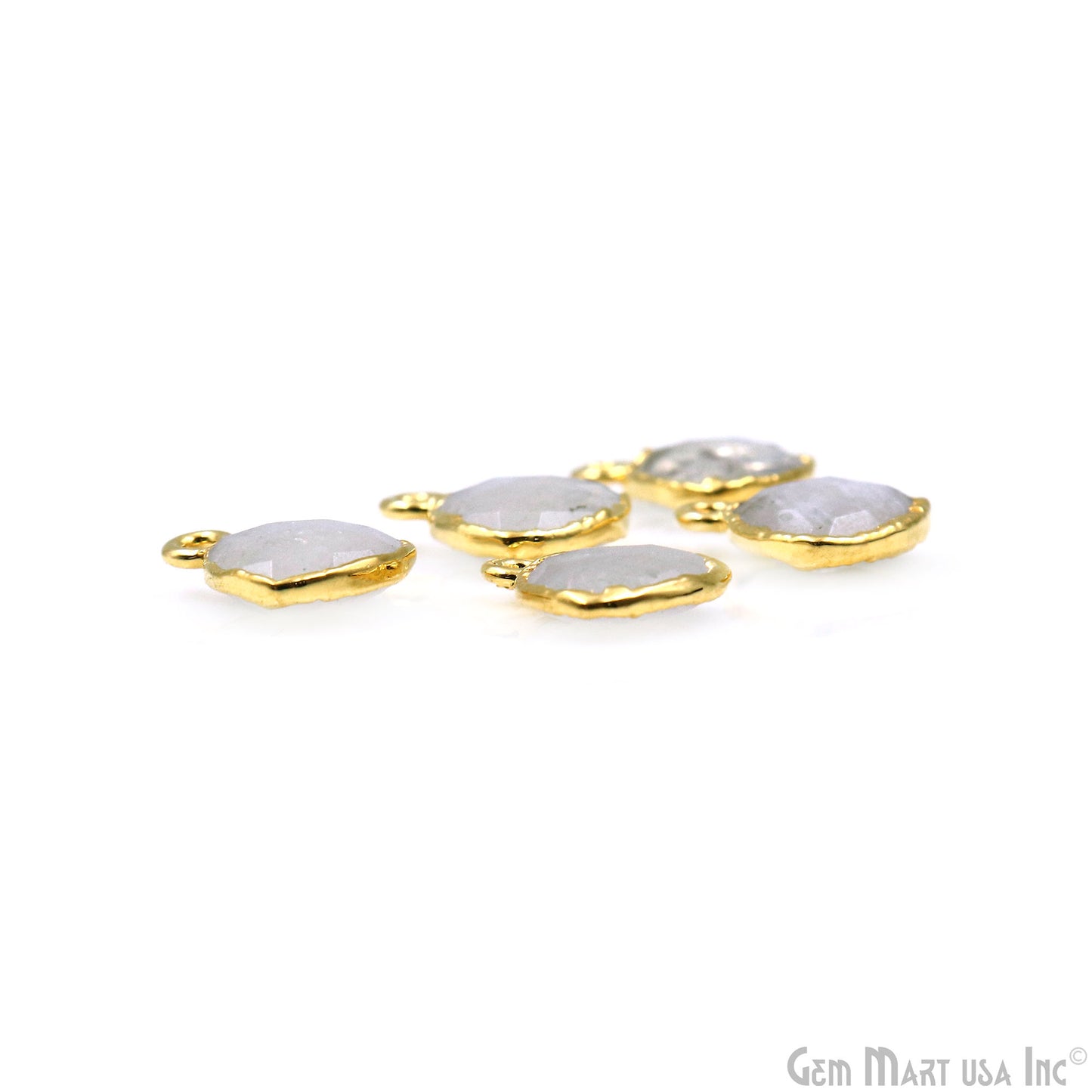 Rainbow Moonstone 10mm Trillion Gold Edged Bail Gemstone Connector