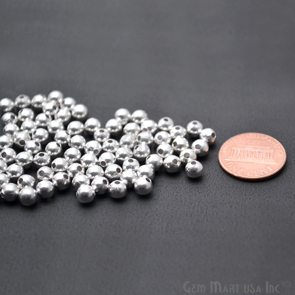 10pc Lot Ball Finding 4mm Silver Plated Round Jewelry Making Charm - GemMartUSA