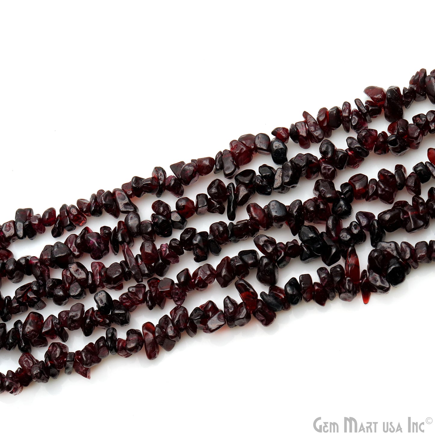 Garnet Chip Beads, 34 Inch, Natural Chip Strands, Drilled Strung Nugget Beads, 7-10mm, Polished, GemmartUSA (CHGT-70004)