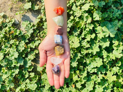 7 Chakra, 31X27MM Rough Multi Color Healing Crystal Stone Set, Natural Stone, Healing stone, Energy Stones