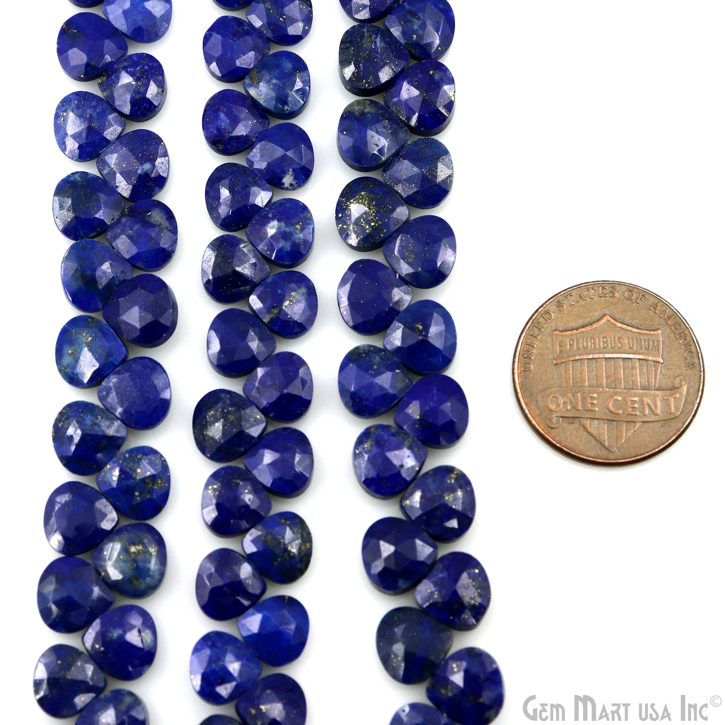 Lapis Heart Beads, 7 Inch Gemstone Strands, Drilled Strung Briolette Beads, Heart Shape, 7mm