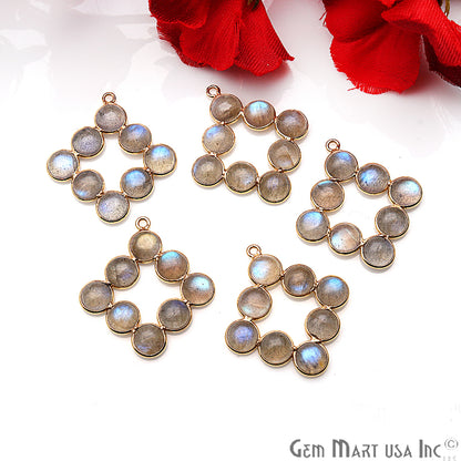 DIY, Labradorite Gold Plated 30x22mm Square Chandelier Finding Component - GemmartUSA