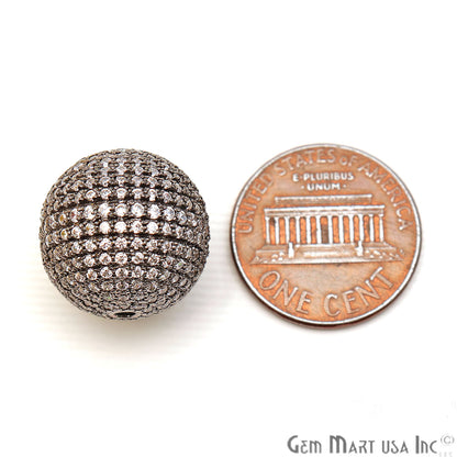 Cubic Zircon Round Beads Ball Silver Charm For Bracelet & Pendants - GemMartUSA