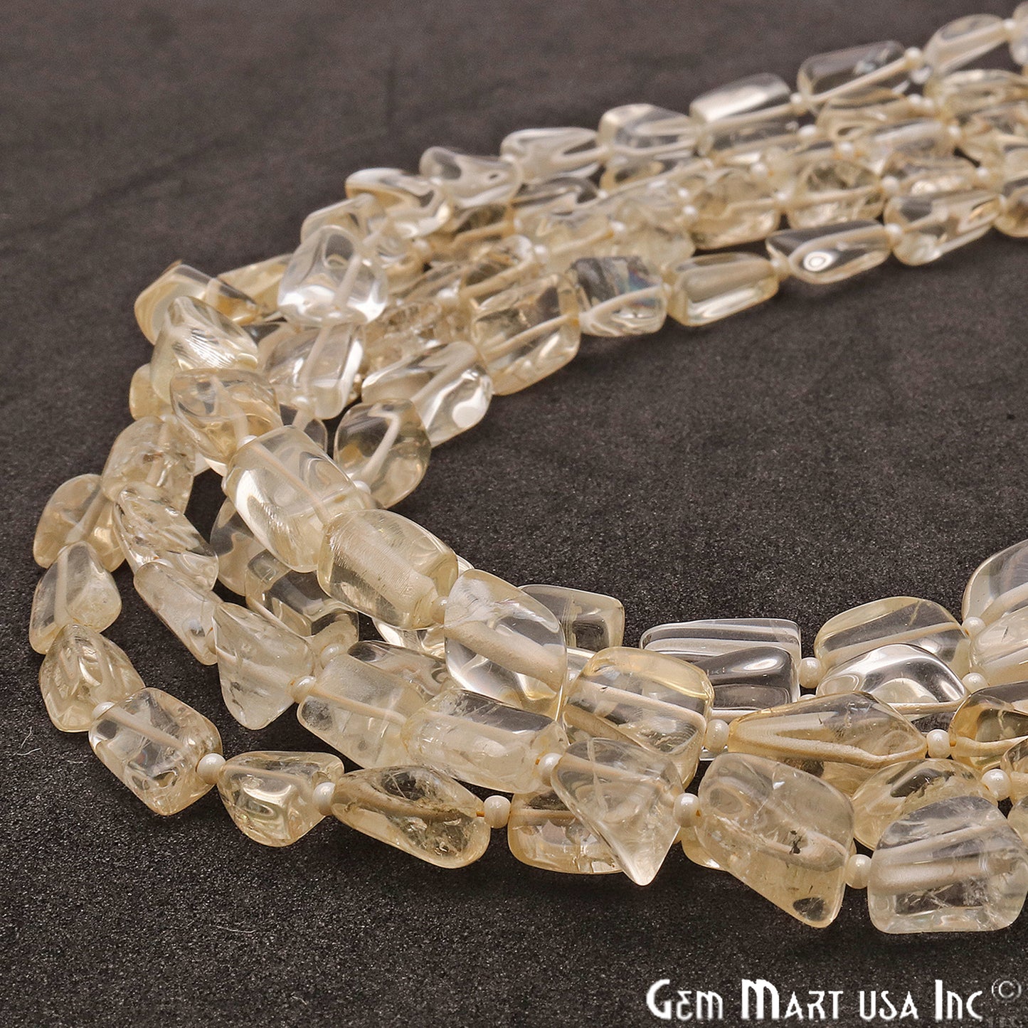 Light Citrine Free Form 9x7mm Tumble Beads Gemstone Strands - GemMartUSA