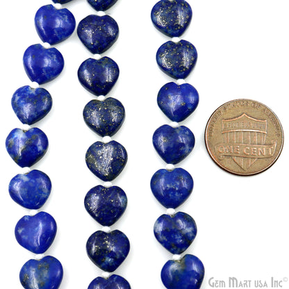 Lapis Heart Beads, 7 Inch Gemstone Strands, Drilled Strung Briolette Beads, Heart Shape, 10mm