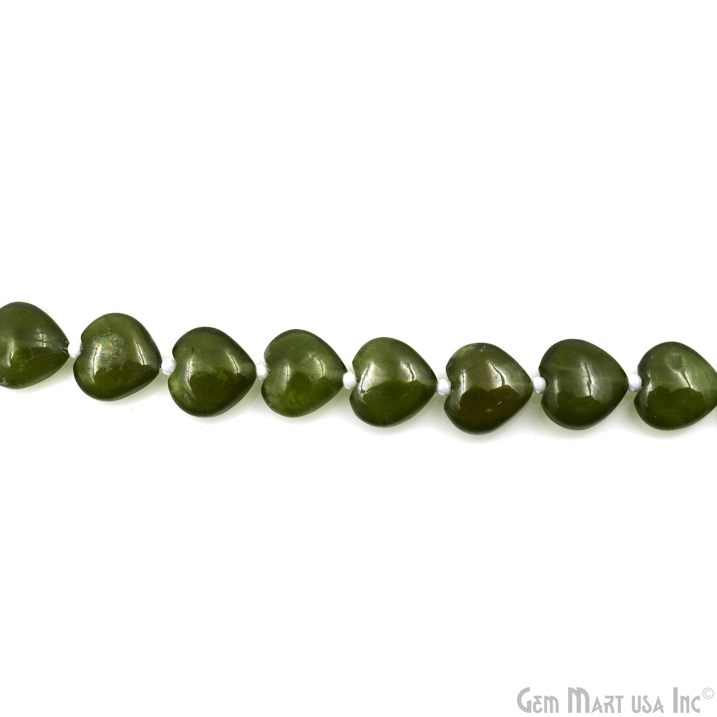 Peridot Heart Beads, 7 Inch Gemstone Strands, Drilled Strung Briolette Beads, Heart Shape, 10mm