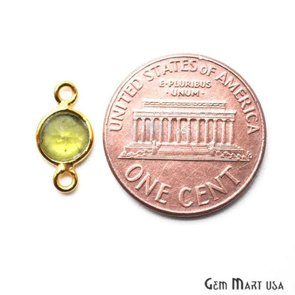 Round 6mm Brilliant Cut Double Bail Gold Plated Gemstone Bezel Connector
