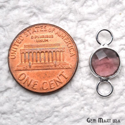 Round 8mm Silver Bezel Big Bail Gemstone Connector