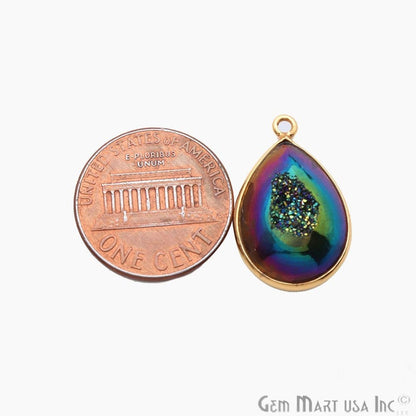 Window Druzy 13x18mm Pears Bezel Cave Druzy Connector (Pick Color, Bail, Plating)