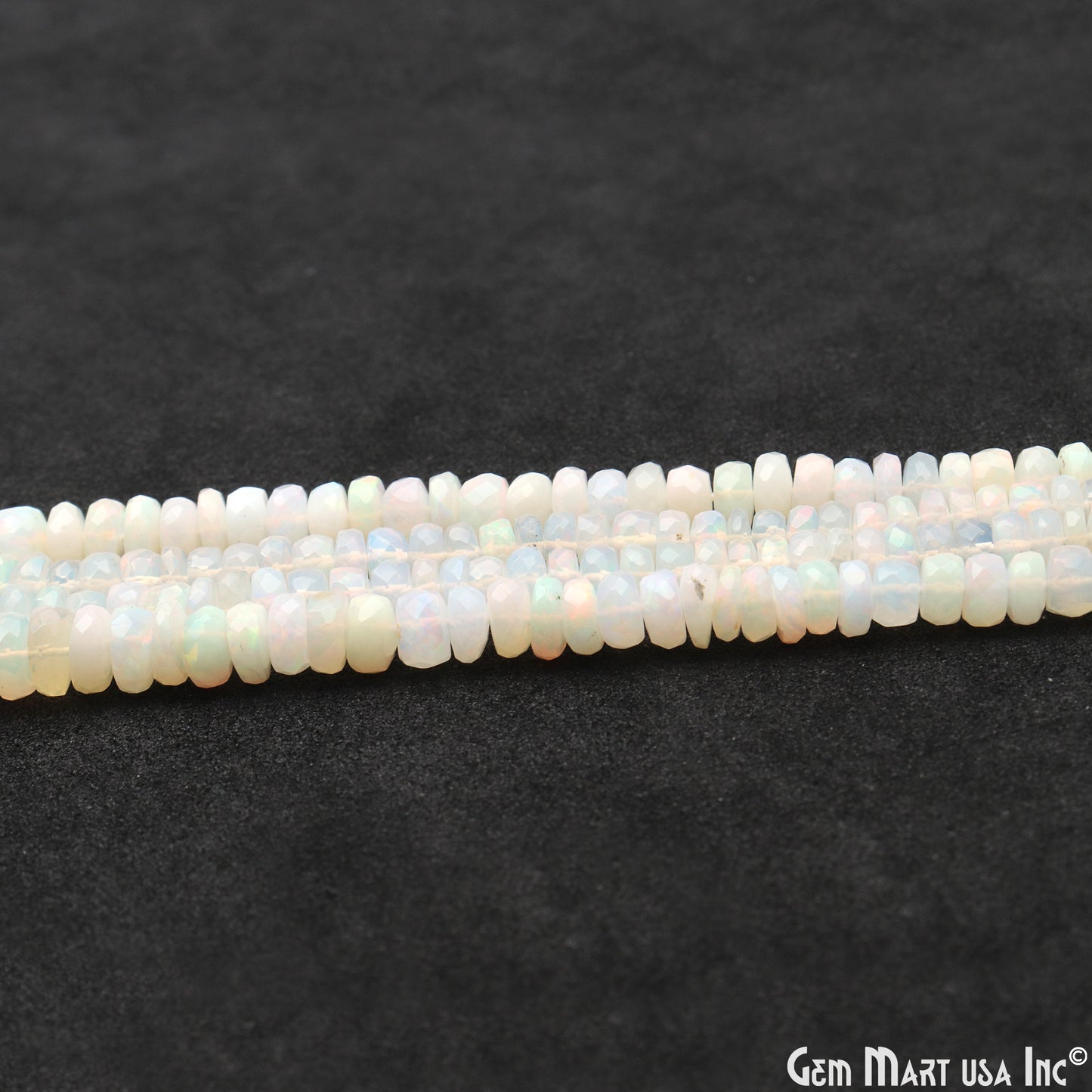 Opal Rondelle Beads, 13 Inch Gemstone Strands, Drilled Strung Nugget Beads, Faceted Round, 4-5mm