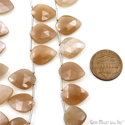 Peach Moonstone Kite Beads, 6 Inch Gemstone Strands, Drilled Strung Briolette Beads, Kite Shape, 16x12mm