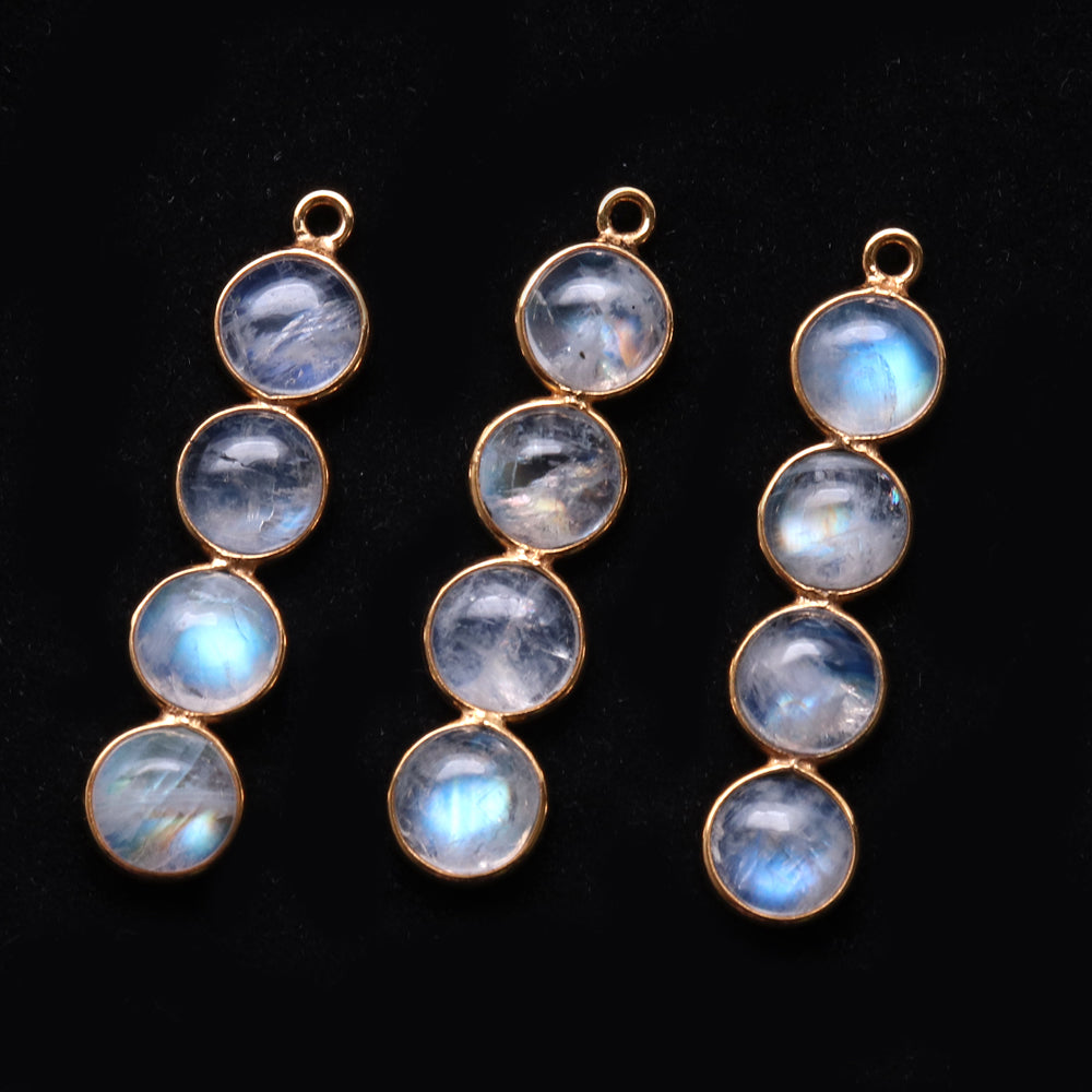 DIY Rainbow Moonstone Gold Plated 35X8mm Line Shape Chandelier Finding Component - GemmartUSA