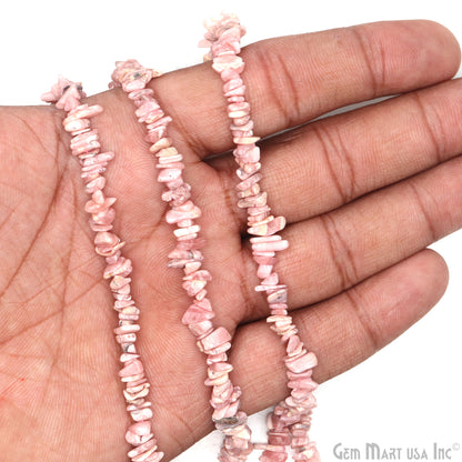 Rhodochrosite Chip Beads, 34 Inch, Natural Chip Strands, Drilled Strung Nugget Beads, 3-7mm, Polished, GemMartUSA (CHRS-70001)