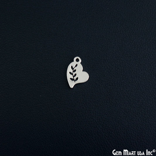 Leaf Shape Laser Finding Silver Plated 20x22mm Charm For Bracelets & Pendants