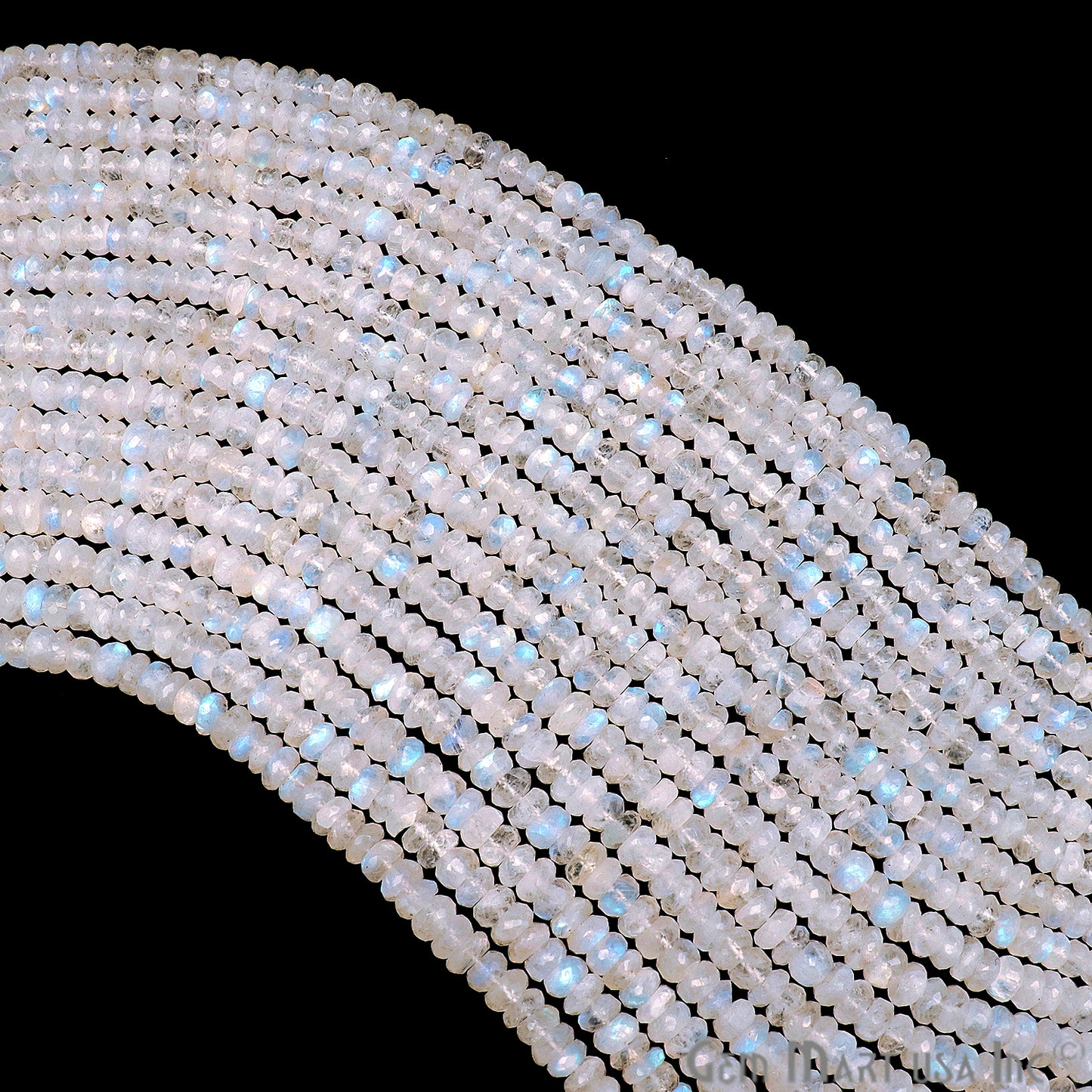 Rainbow Moonstone 7-8mm Round Rondelle Strand Beads - GemMartUSA