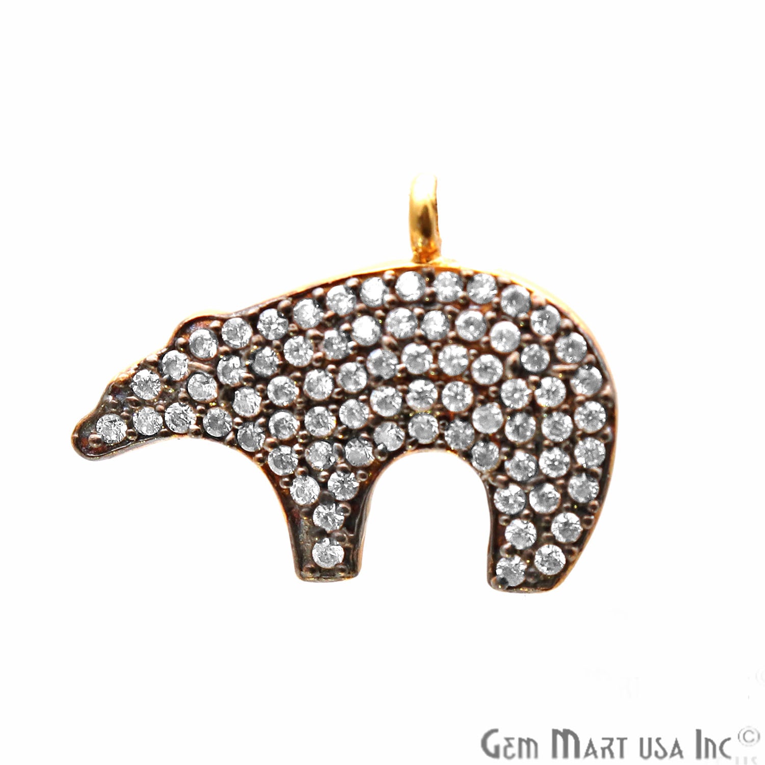 Bear' CZ Pave Gold Vermeil Charm for Bracelet & Pendants - GemMartUSA