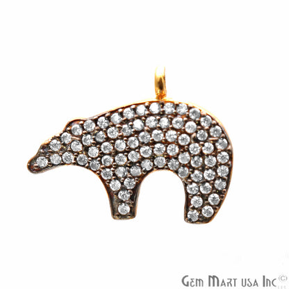 Bear' CZ Pave Gold Vermeil Charm for Bracelet & Pendants - GemMartUSA
