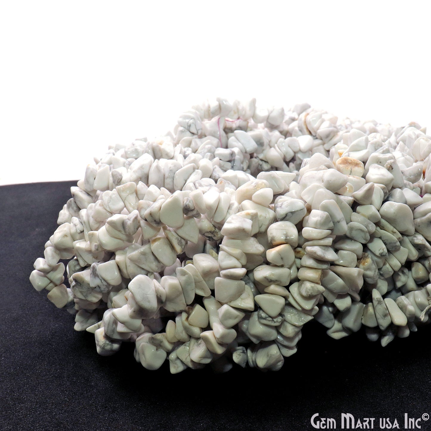 Howlite Chip Beads, 34 Inch, Natural Chip Strands, Drilled Strung Nugget Beads, 7-10mm, Polished, GemMartUSA (CHHW-70004)